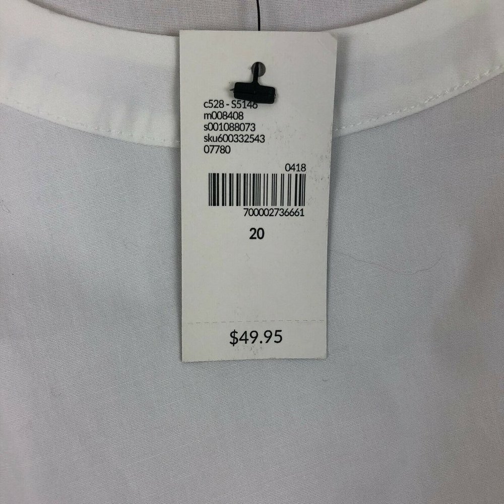 *New Lane Bryant Popover Blouse Top Womens 20 White Ruched Corset Waist Romantic - Picture 6 of 9